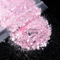 Decor pentru unghii NADP042PP Pulbere cu paiete pentru unghii Elegance Shape CDB02 Silver Pink